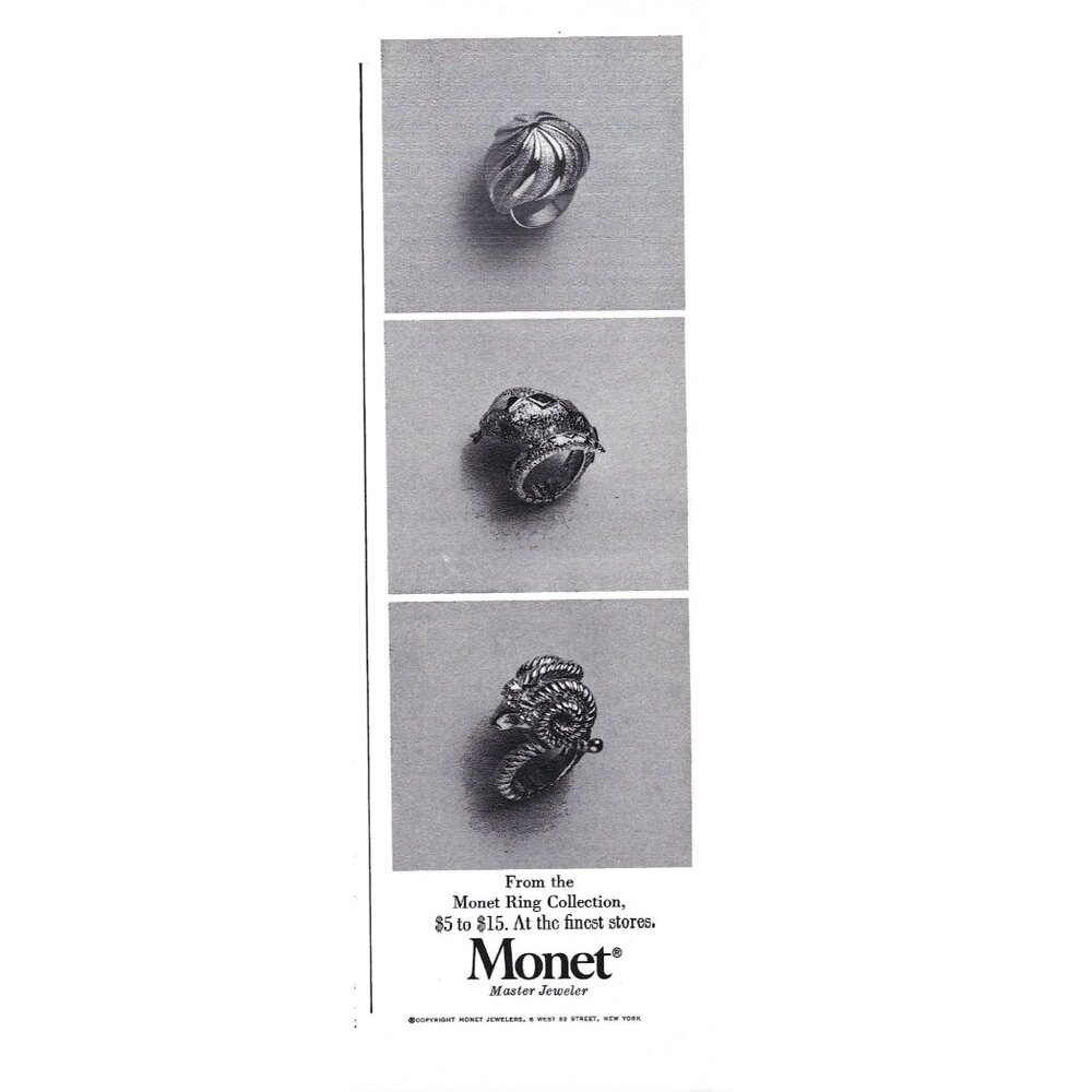Monet Master Jeweler Ring Collection Advertisement 1970s Vintage Print Ad 9 in